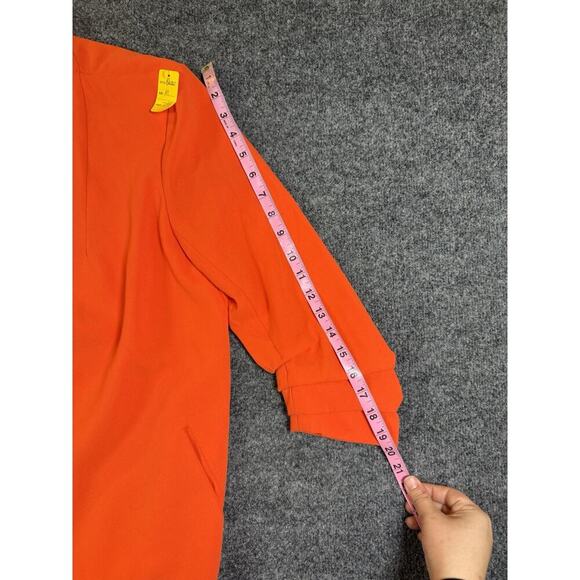 Rachel Zoe Size M Orange Stretch Open Front Blazer Jacket with Ruched Sleeves - Picture 5 of 12